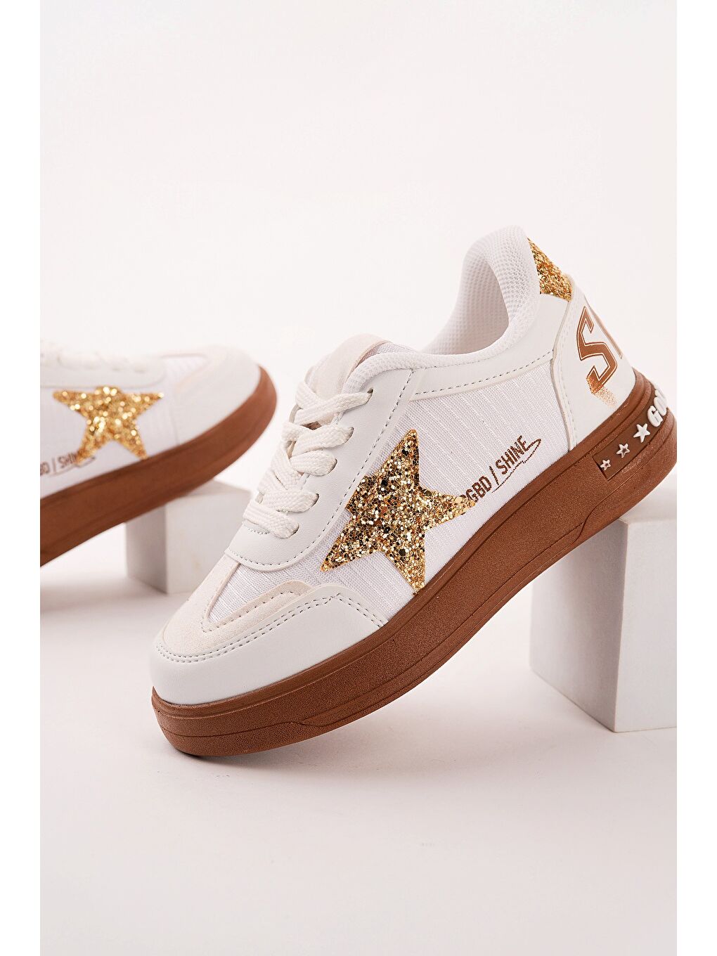 Beyaz GALAXY Yıldız Detaylı Bağcıklı Çocuk Günlük Sneaker Spor Ayakkabı-2