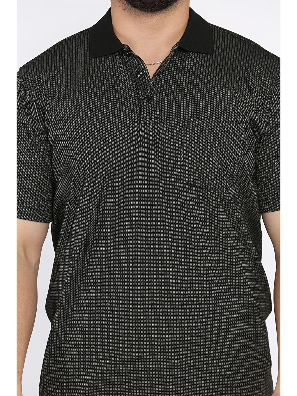 Siyah Polo Yaka Cepli Erkek Tişört-3