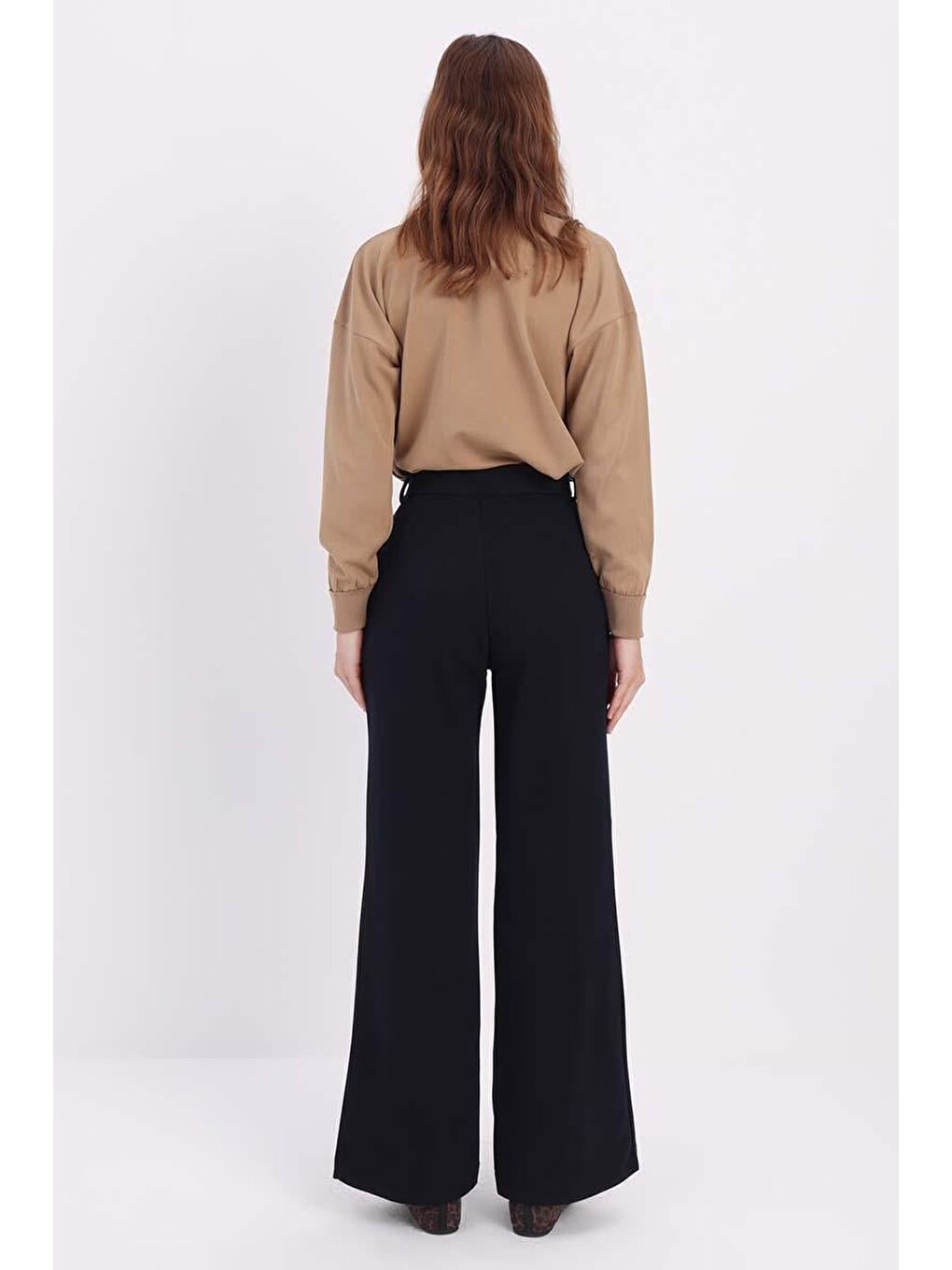 Lacivert-Nevürlü Bol Paça Pantolon-3