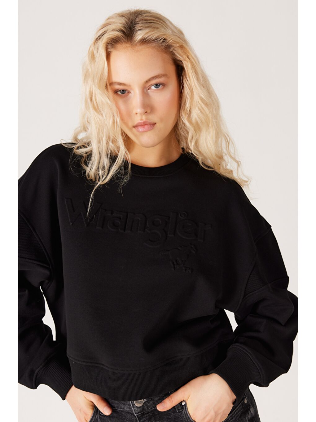 Relaxed Fit Geniş Kesim %100 Pamuk Siyah Sweatshirt-4