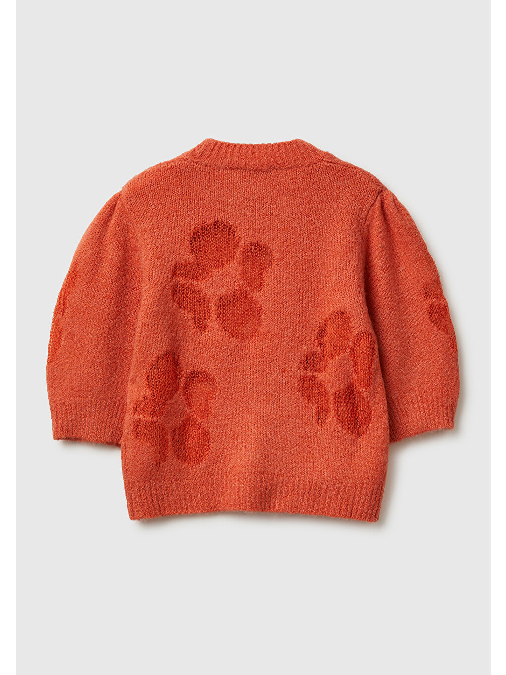 Kadın Turuncu Akrilik ve Yün Karışımlı Desenli Yarım Kol Kazak-3