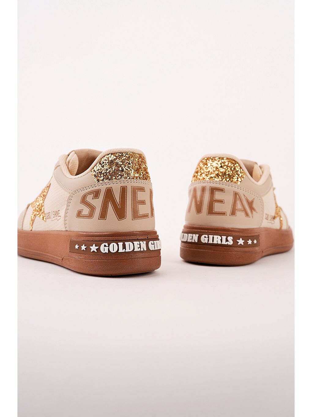 Bej GALAXY Yıldız Detaylı Bağcıklı Çocuk Günlük Sneaker Spor Ayakkabı-4