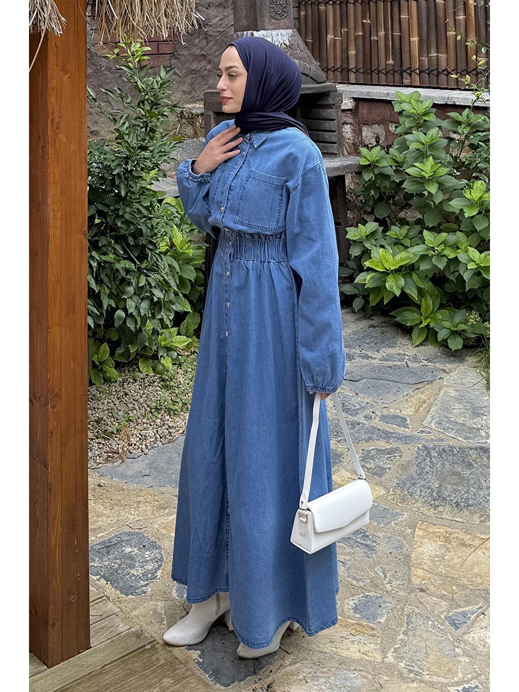 Beli Lastikli Jean Elbise Jean Mavisi-1