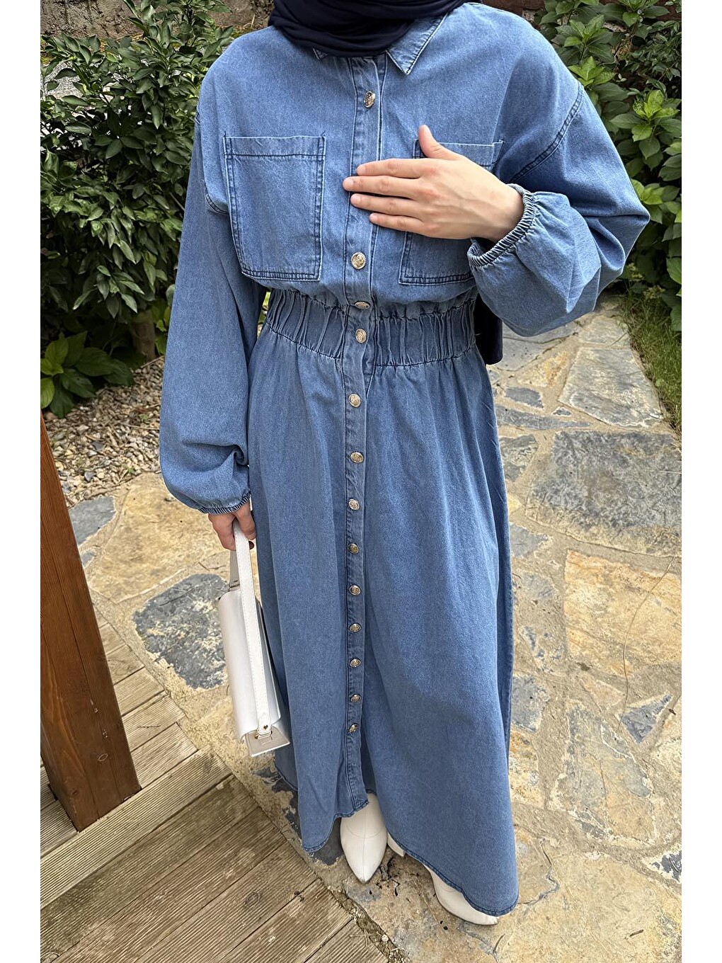 Beli Lastikli Jean Elbise Jean Mavisi-2