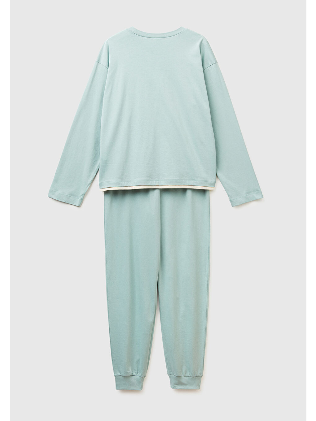 Kadın Açık Yeşil %100 Pamuk Mickey Baskılı Kısa Kollu Pijama Takımı-3