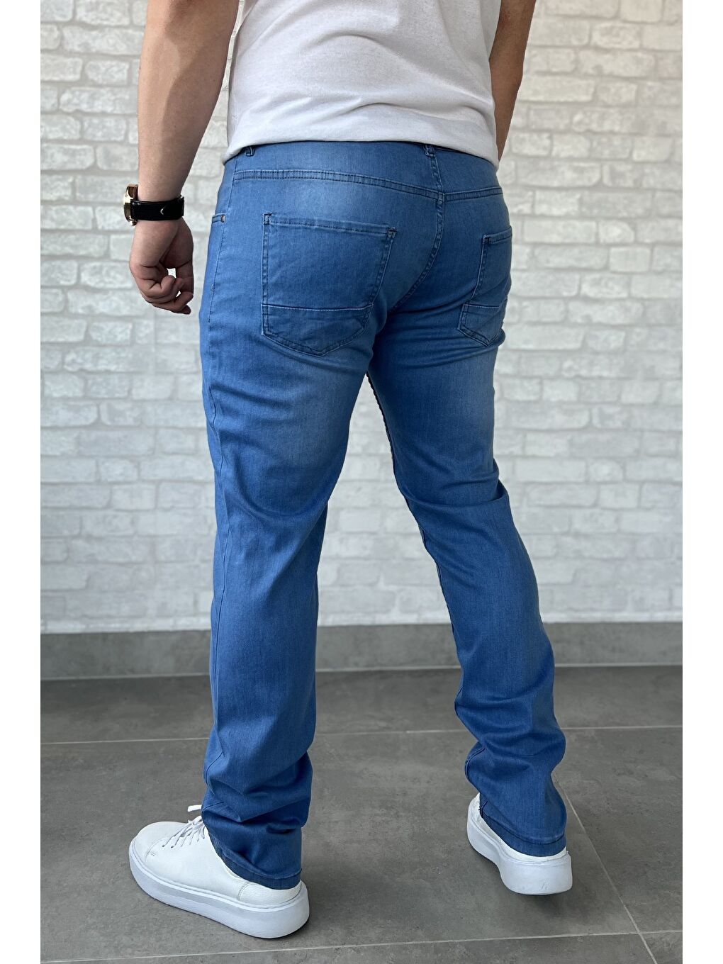 Mavi Erkek Elastanlı Fermuarlı Jean Pantolon-2