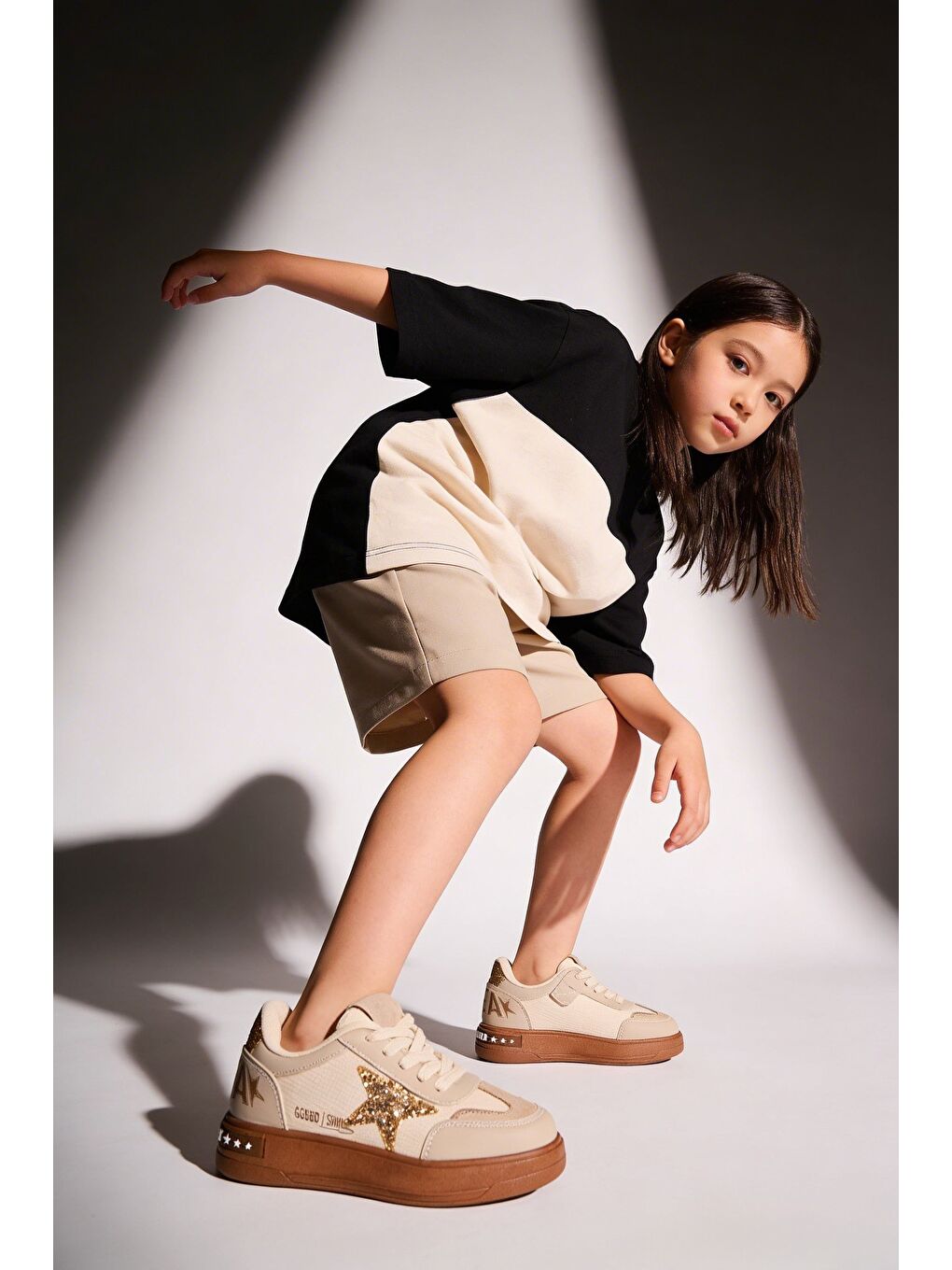 Bej GALAXY Yıldız Detaylı Bağcıklı Çocuk Günlük Sneaker Spor Ayakkabı-6