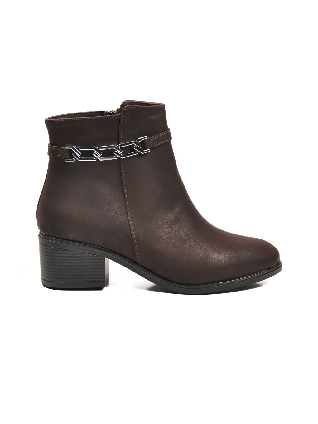 Kahverengi Kahve Zümrüt Fermuarlı Polarlı Kadın Topuklu Bot 325131 Z-1