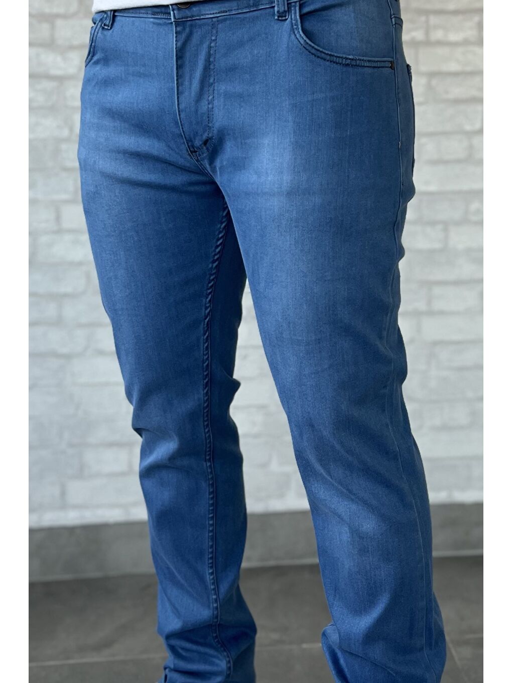 Mavi Erkek Elastanlı Fermuarlı Jean Pantolon-3