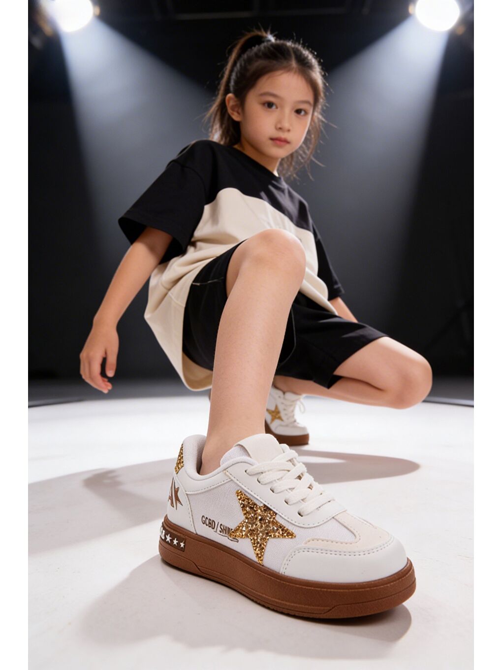 Beyaz GALAXY Yıldız Detaylı Bağcıklı Çocuk Günlük Sneaker Spor Ayakkabı-5