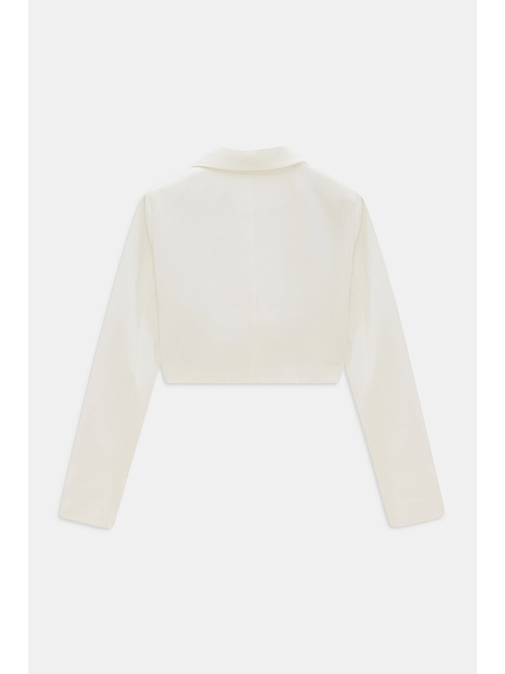 Ekru Kadın Regular Fit Kruvaze Kapama Dokuma Crop Blazer Ceket -Şık & Spor-7