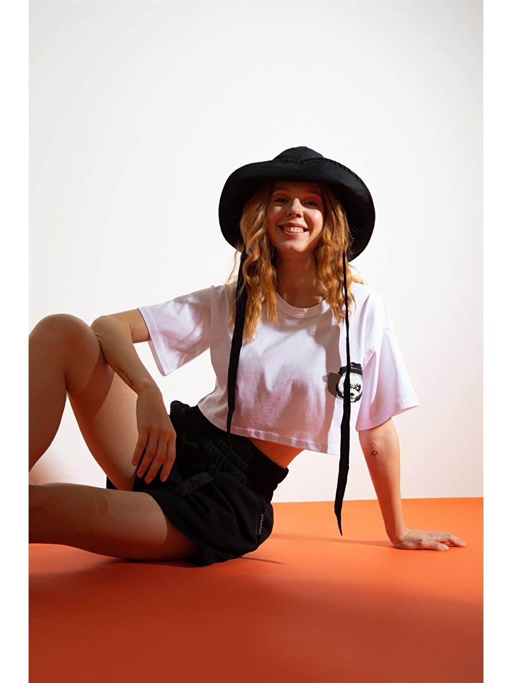 Kadın Kısa Shadow Panda Beyaz T-Shirt-3