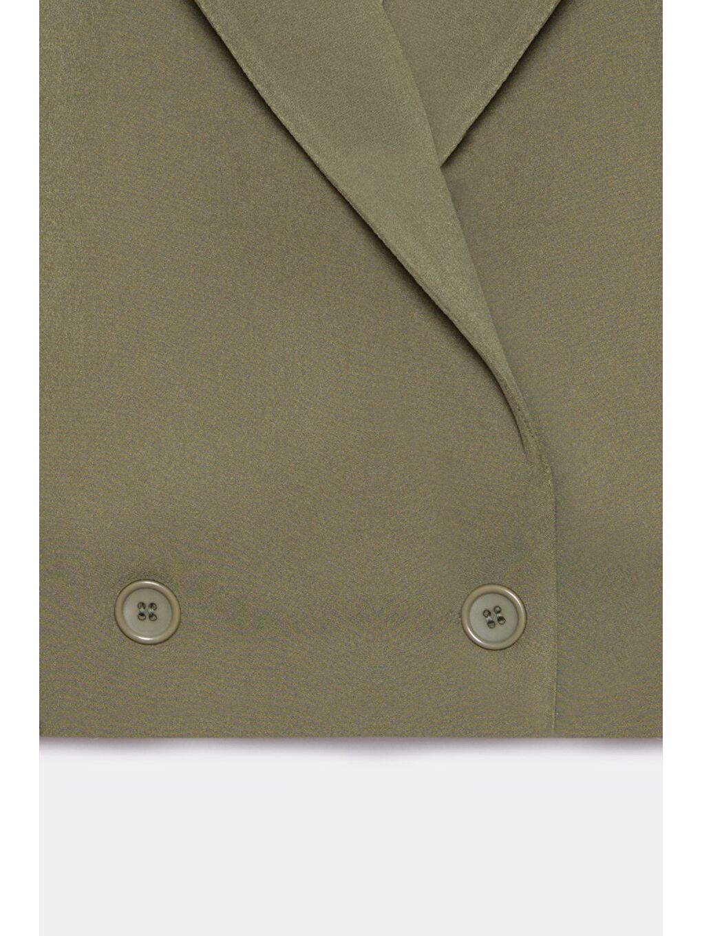 Haki Kadın Regular Fit Kruvaze Kapama Dokuma Crop Blazer Ceket -Şık & Spor-2