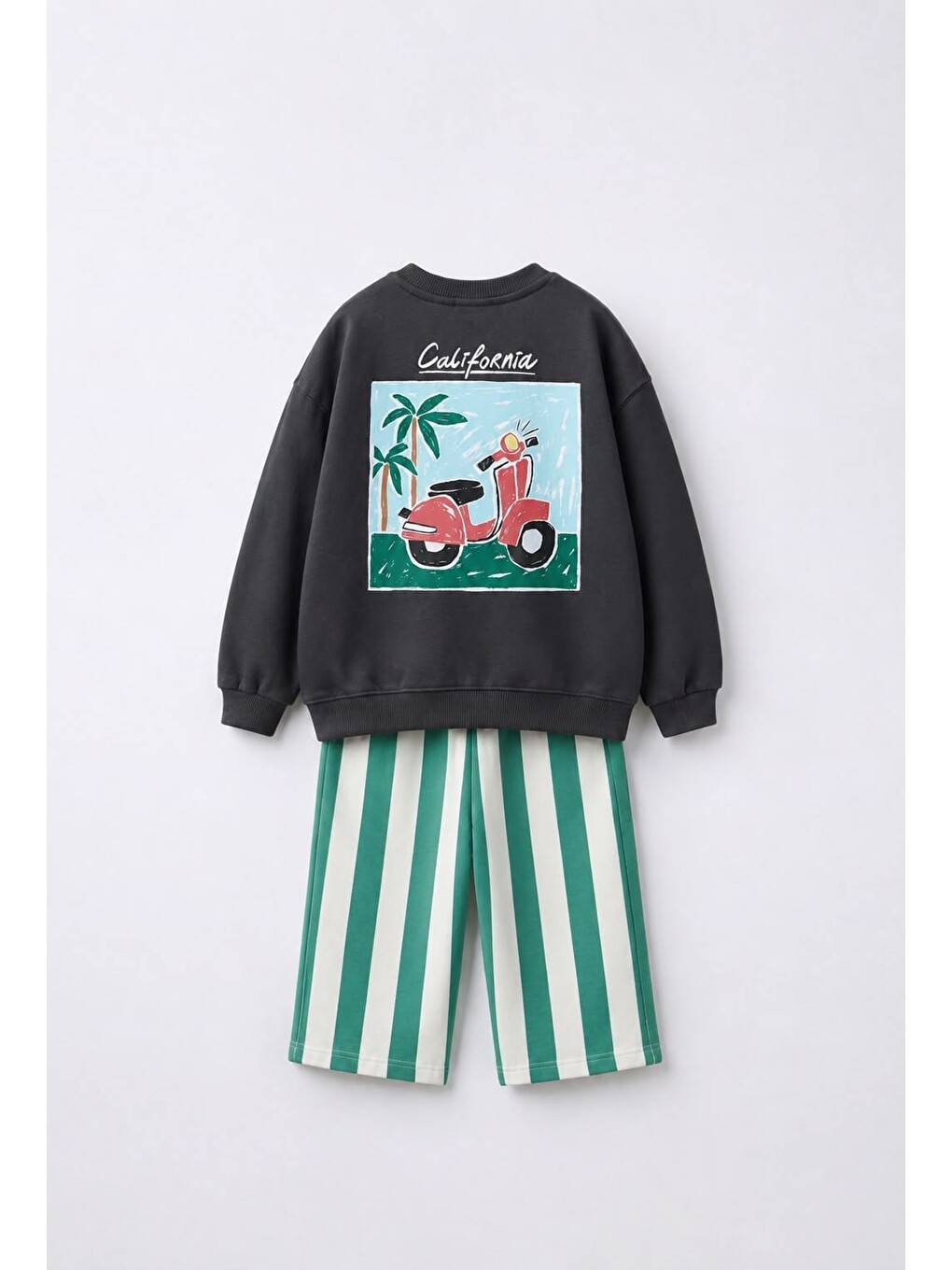 Karışık Çocuk Antrasit Sweatshirt Eşofman Alt-üst Takım-1