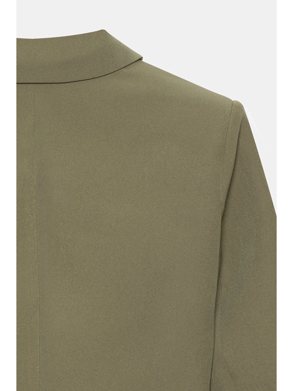 Haki Kadın Regular Fit Kruvaze Kapama Dokuma Crop Blazer Ceket -Şık & Spor-3