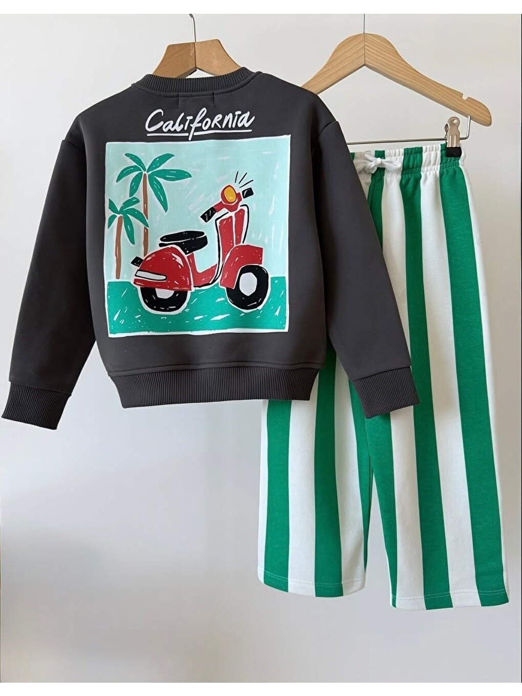 Karışık Çocuk Antrasit Sweatshirt Eşofman Alt-üst Takım-2