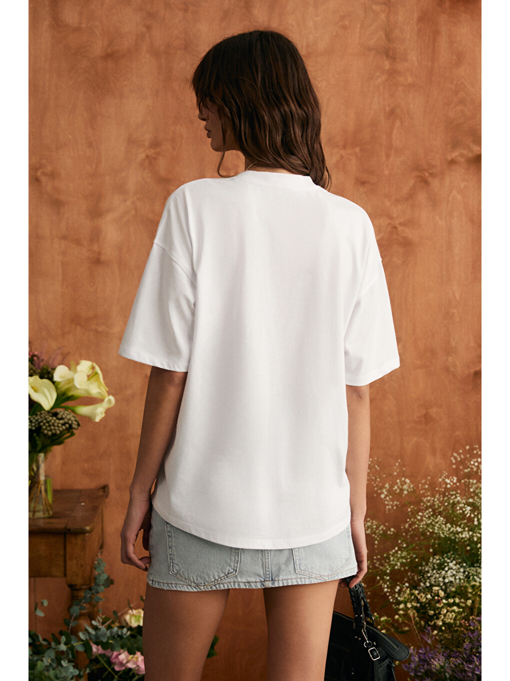 Beyaz SPRINE Kadın Yumuşak Kumaşlı %100 Pamuklu Baskılı Regular BEYAZ T-Shirt-4