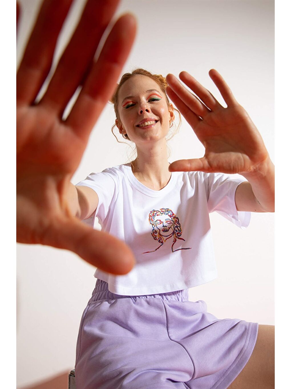 Kadın Kısa M.M. Beyaz T-Shirt-1