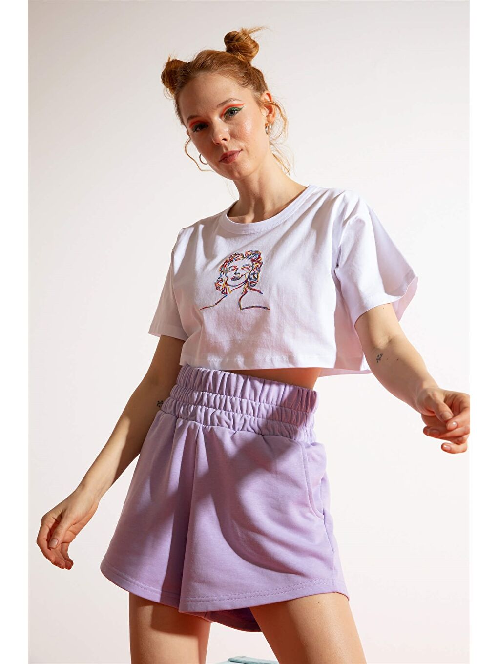 Kadın Kısa M.M. Beyaz T-Shirt-2