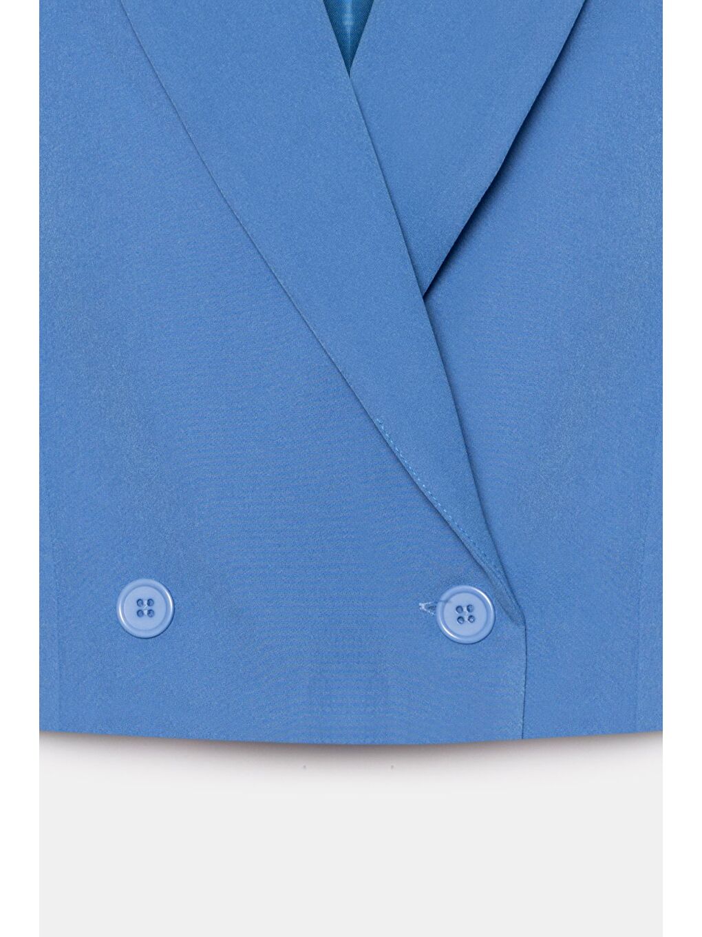 İndigo Kadın Regular Fit Kruvaze Kapama Dokuma Crop Blazer Ceket -Şık & Spor-2