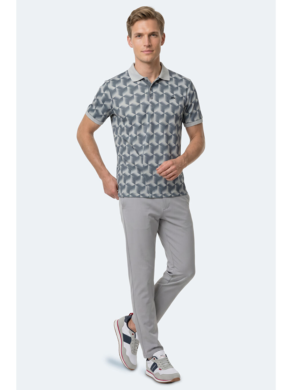 Polo Yaka Gri Tişört-1