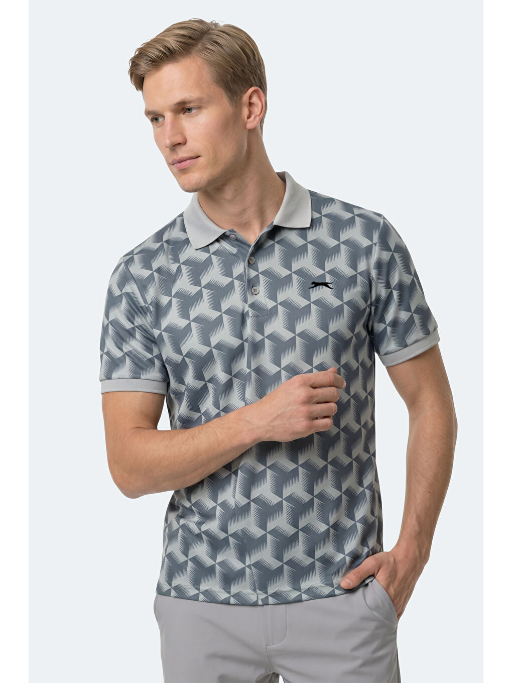 Polo Yaka Gri Tişört-2