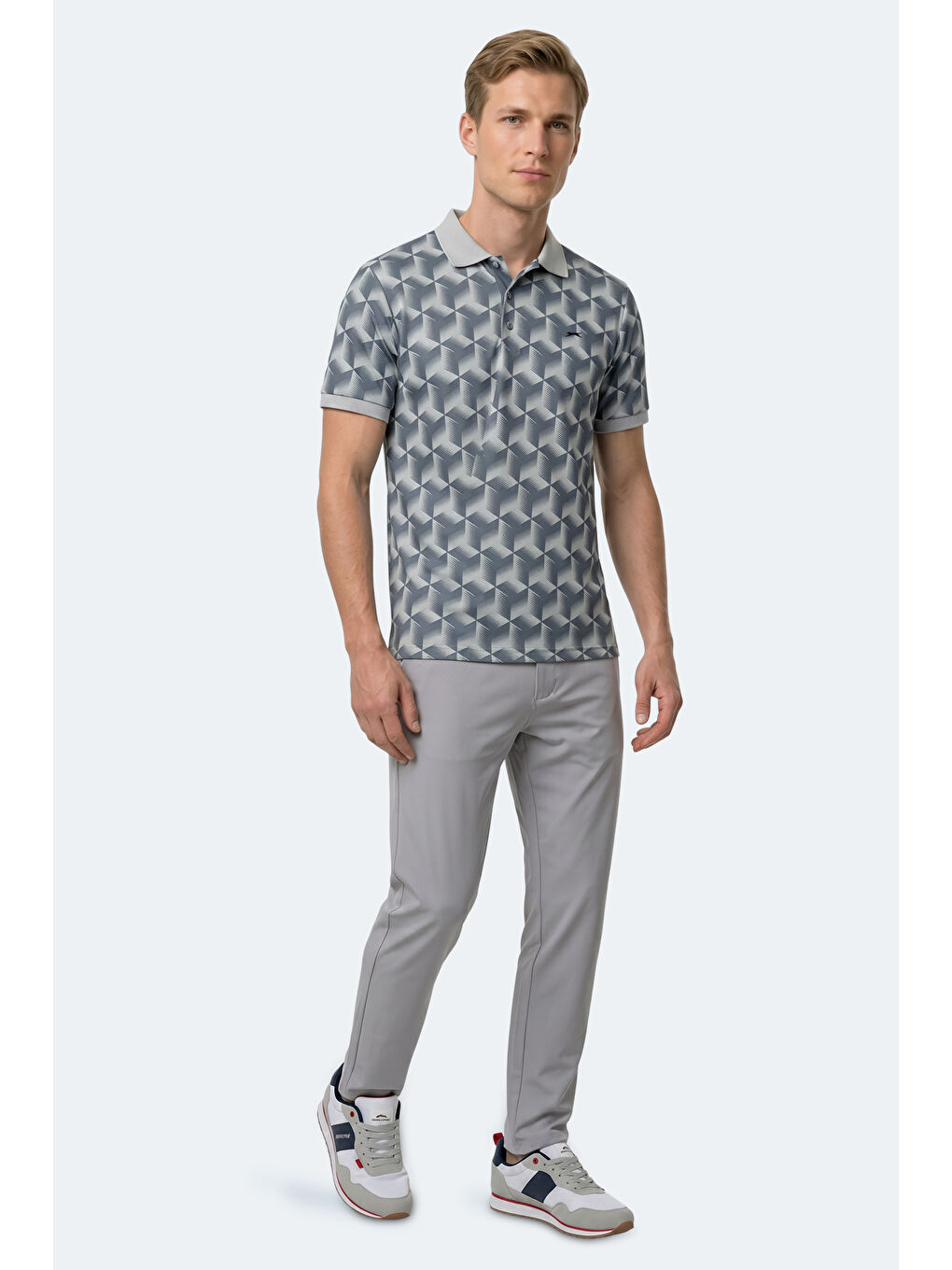 Polo Yaka Gri Tişört-3