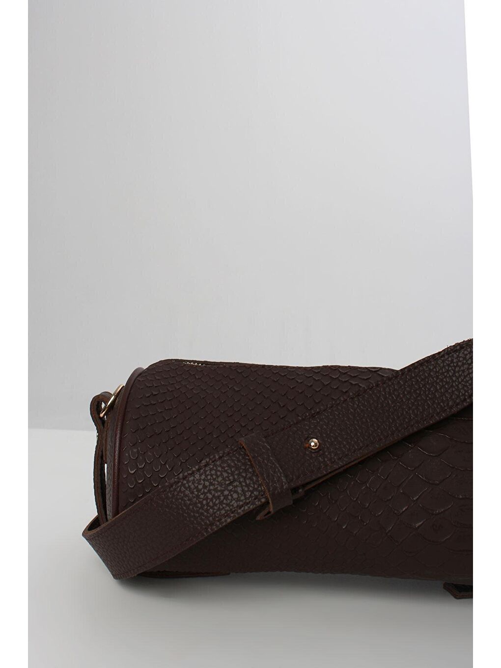 Kahverengi Kahve Çapraz Askılı Desenli Silindir Omuz Çantası-2