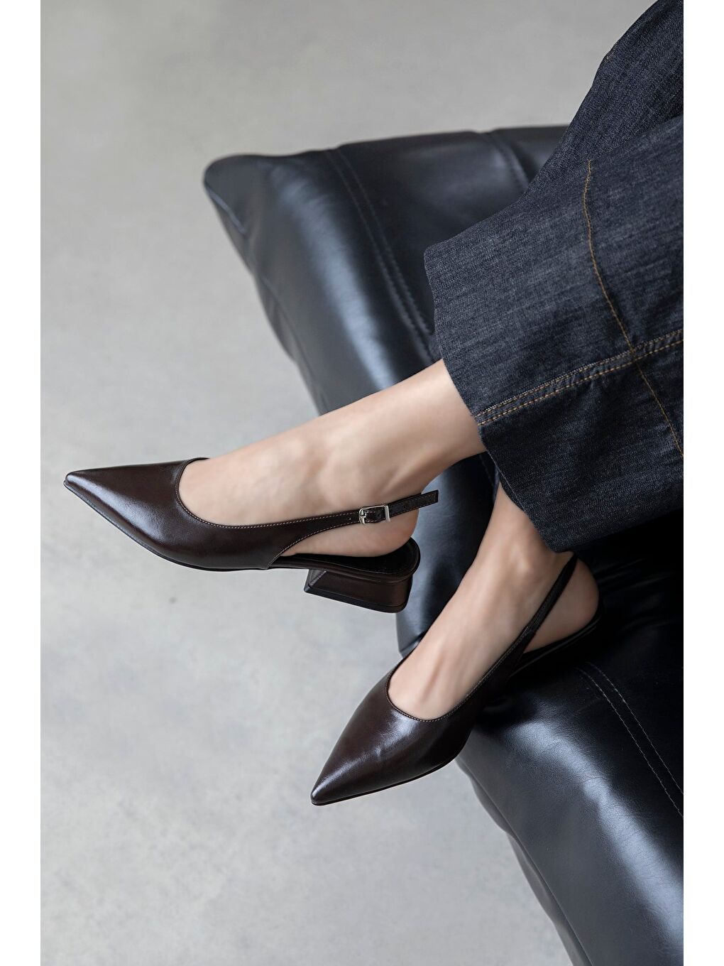 Kahverengi Jesse Kadın Topuklu Kırışık Deri Ayakkabı Kahve-1