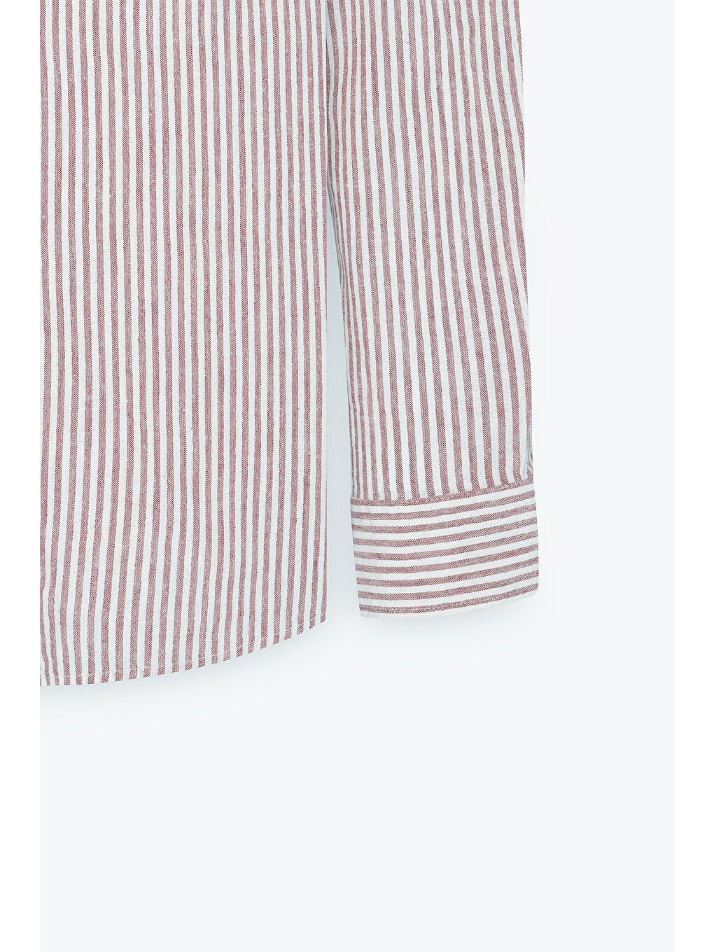 Erkek Kahve-Beyaz Keten Comfort Fit Rahat Kesim Klasik Yaka Çizgili Gömlek-7