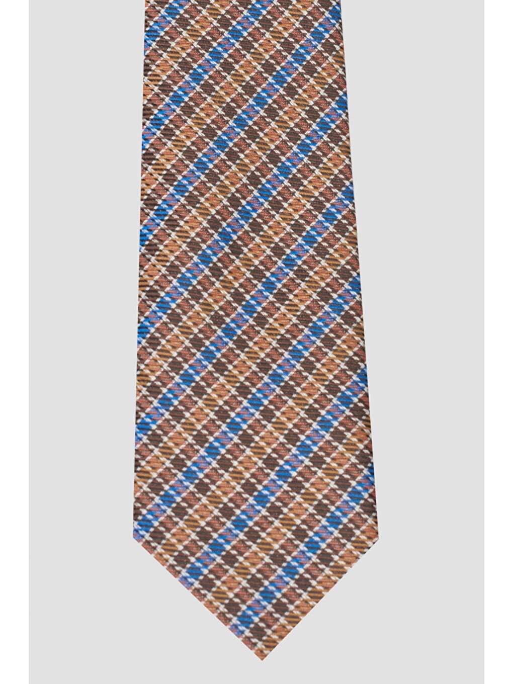 Kahverengi Erkek Kahve-Mavi Düz Kahve-Mavi Klasik Kravat-1