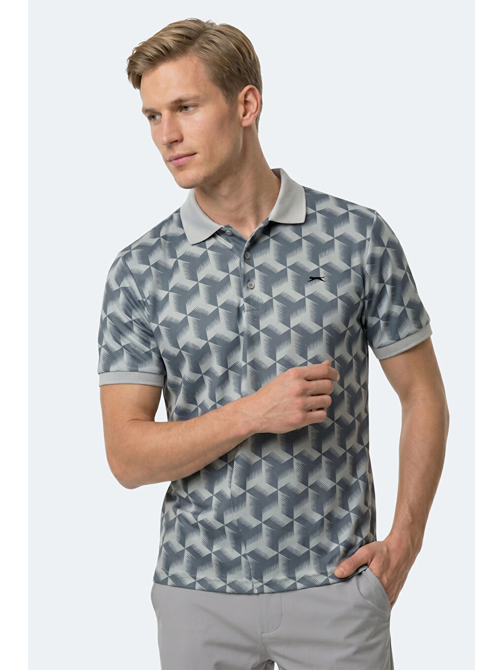 Polo Yaka Gri Tişört-6