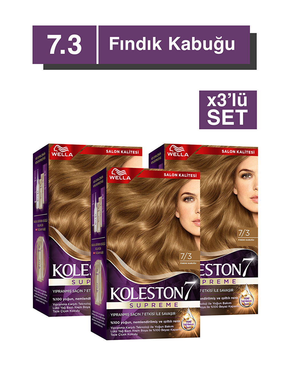 Wella Renksiz Koleston Supreme Kit 7/3 Fındık Kabuğu *18 x3'lü Set