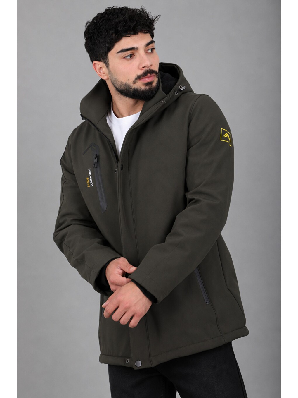 Haki Su Ve Rüzgar Geçirmez Outdoor Softshell Kışlık Mont Pldp 3014_50510-2