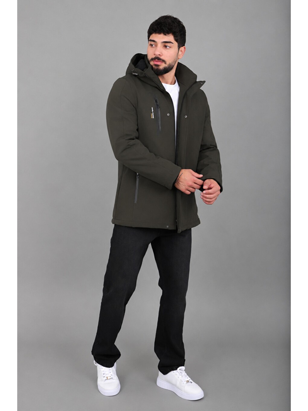 Haki Su Ve Rüzgar Geçirmez Outdoor Softshell Kışlık Mont Pldp 3014_50510-3