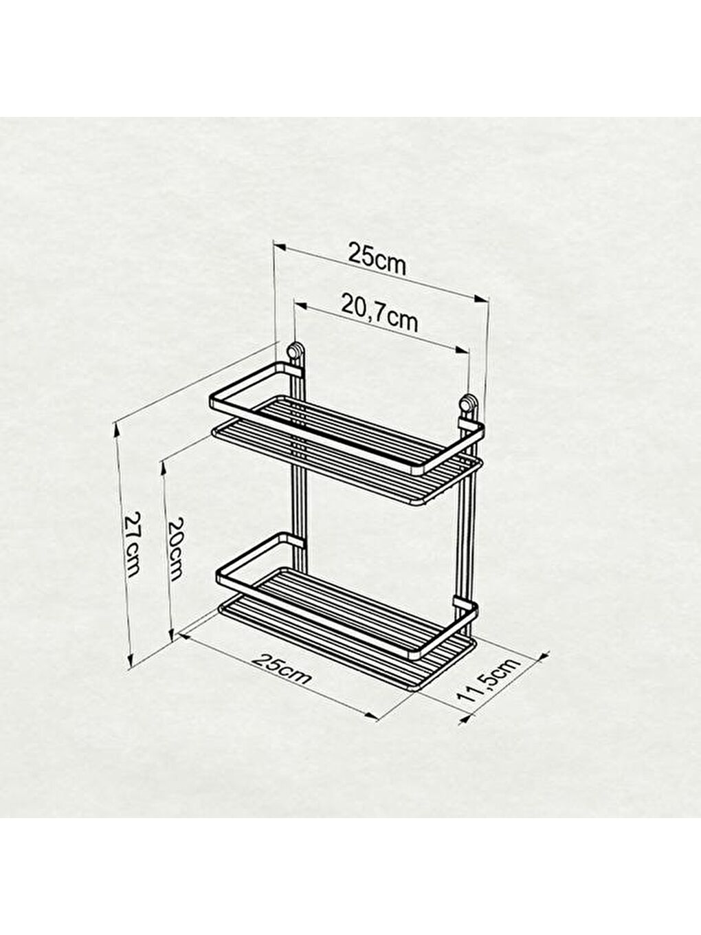 3 Katlı Kancalı Banyo Rafı - Siyah-4
