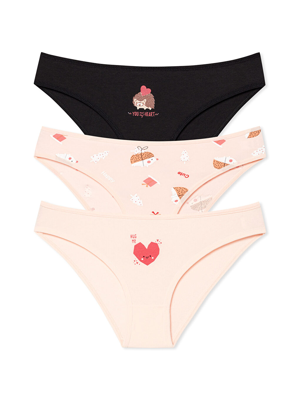 Karışık Pamuklu Desenli ve Baskılı Slip Kadın Külot 3'lü Paket