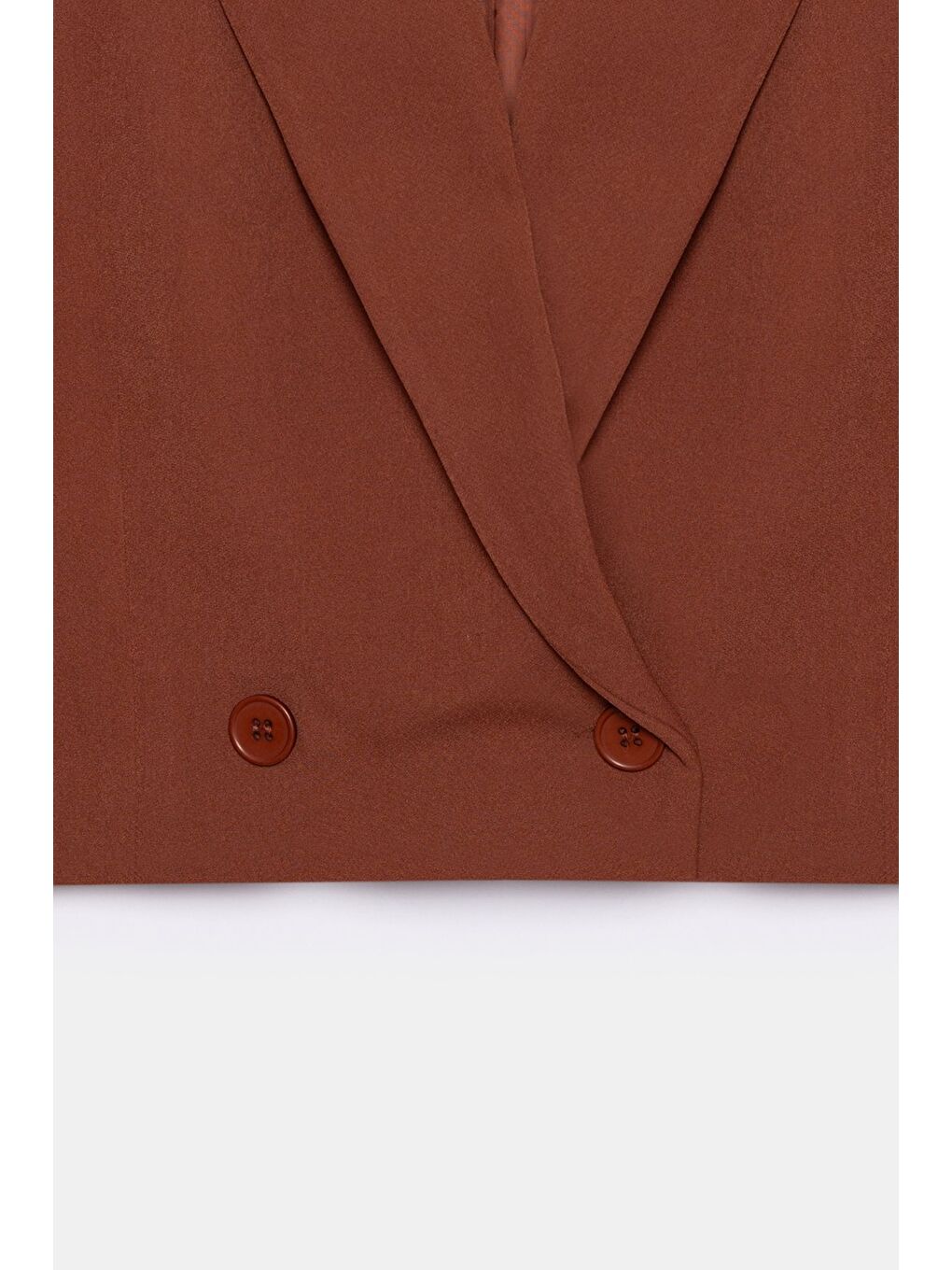 Kahverengi Kadın Regular Fit Kruvaze Kapama Dokuma Crop Blazer Ceket -Şık & Spor-2