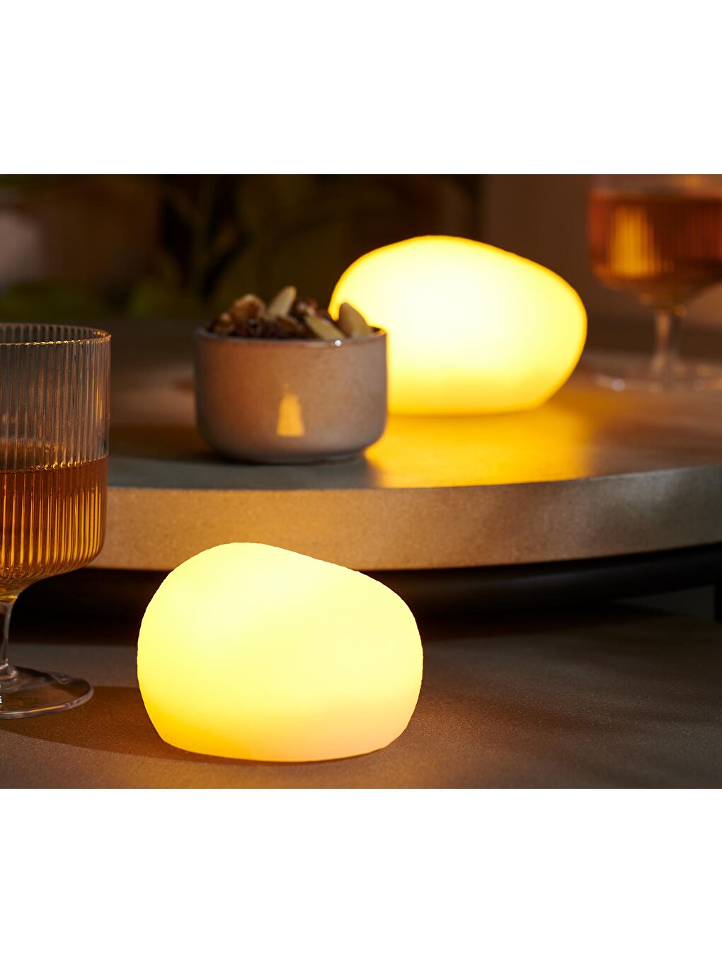 Renksiz LED Taş, 2 li Set, Dış Mekan, Pilli