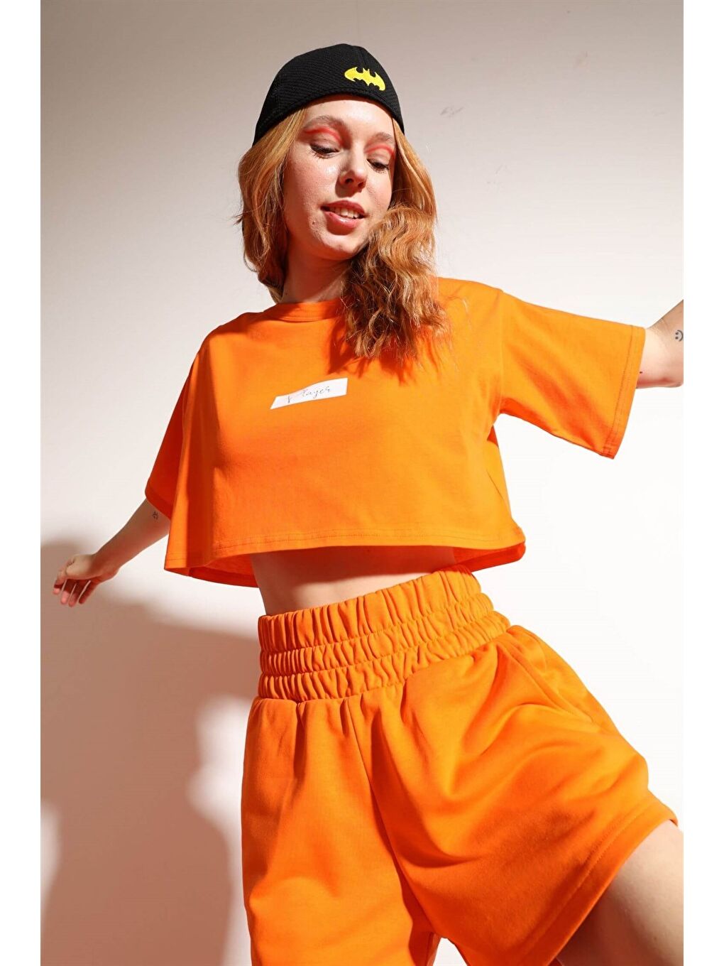 Kadın Kısa Player Turuncu T-Shirt-3