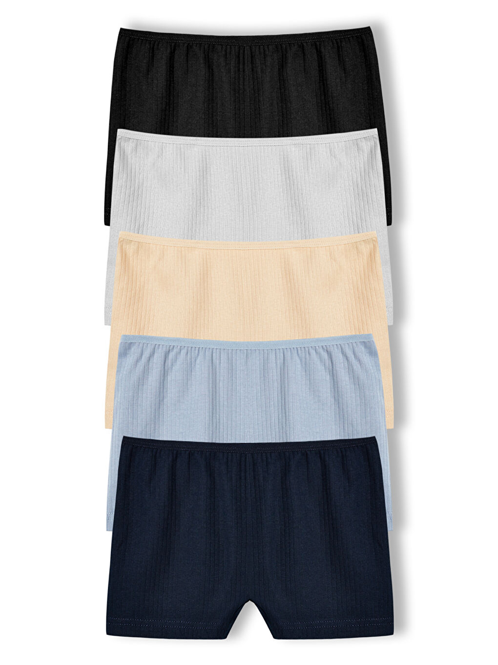 Karışık Pamuklu Fitilli Dokulu Boxer Kadın Külot 5'li Paket