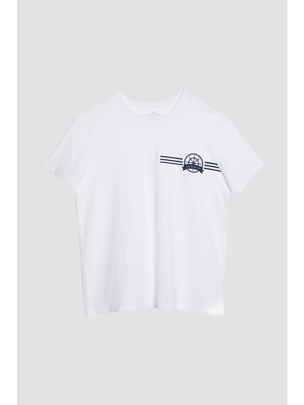 Erkek Slim Fit Dar Kesim %100 Pamuk Yumuşak Dokulu Baskılı Beyaz Bisiklet Yaka Tişört