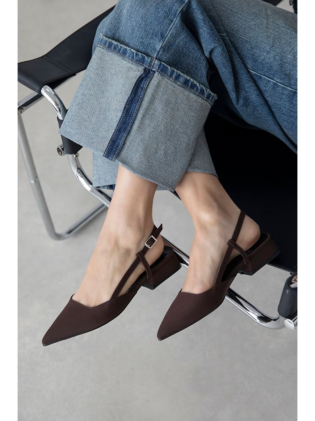 Kahverengi Chrest Kadın Topuklu Kumaş  Ayakkabı Kahve-1