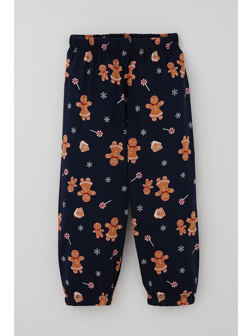 Erkek Bebek Pijama Takımı Yılbaşı Temalı Kurabiye Adam Desenli Lacivert (9 Ay-3 Yaş)-2