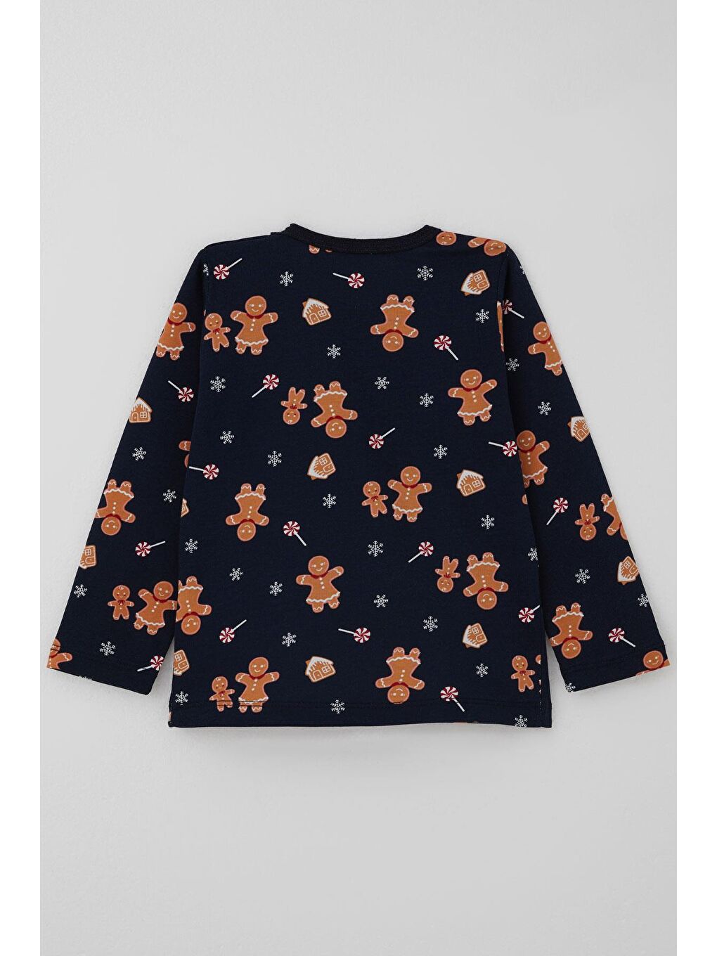 Erkek Bebek Pijama Takımı Yılbaşı Temalı Kurabiye Adam Desenli Lacivert (9 Ay-3 Yaş)-3