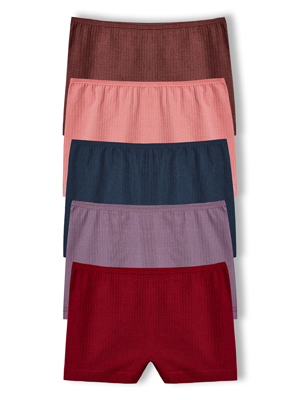 Karışık Pamuklu Fitilli Dokulu Boxer Kadın Külot 5'li Paket