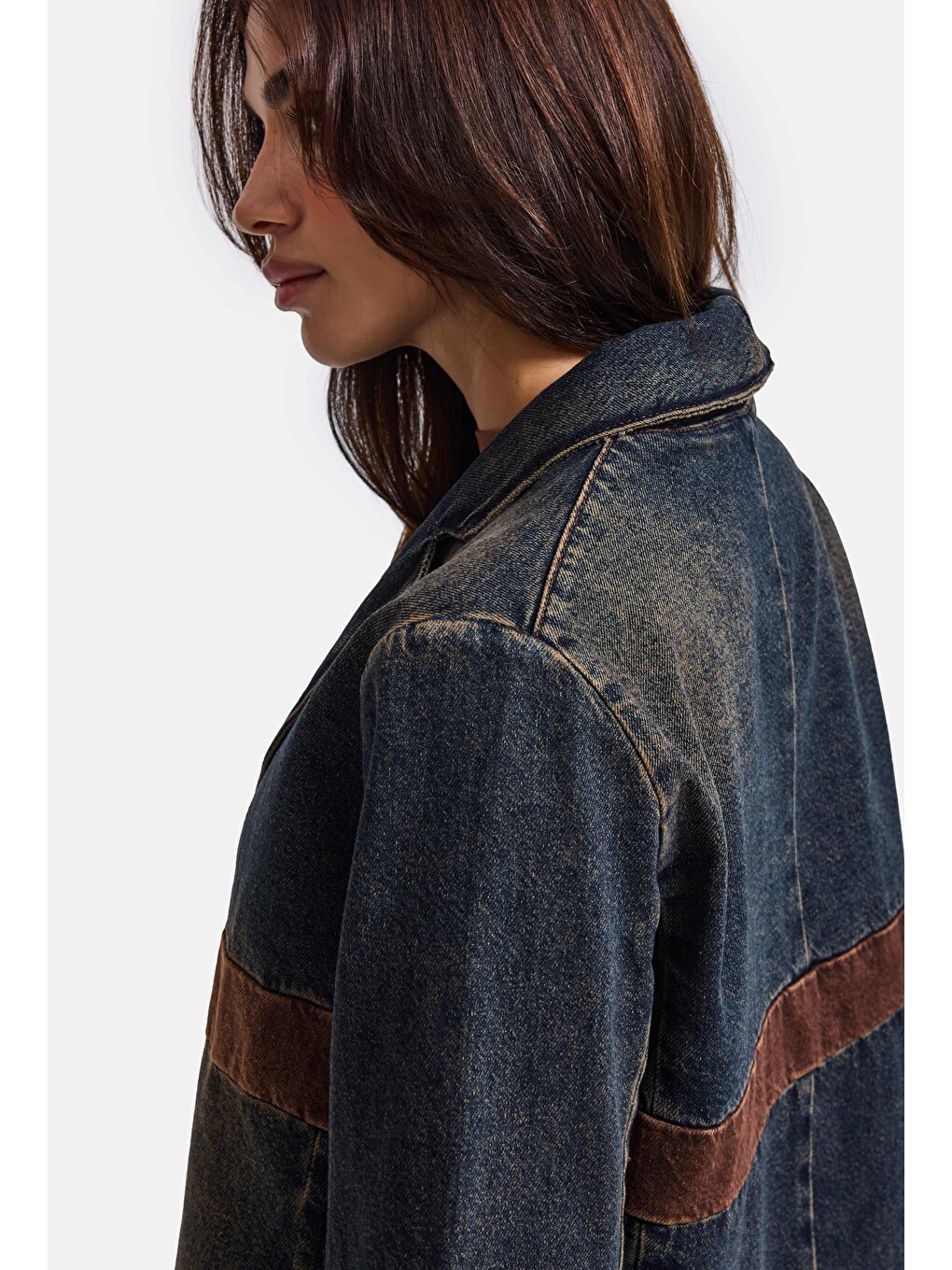 Mavi Kadın Koyu Jean 2w6-8 Oversize Kemer Boy Tasarım Denim Ceket-3
