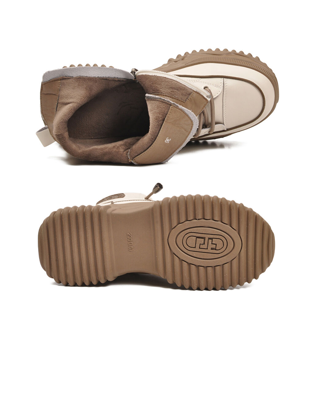 Bej Bağcıklı Fermuarlı Kadın Bot 24K310-13 Z-4