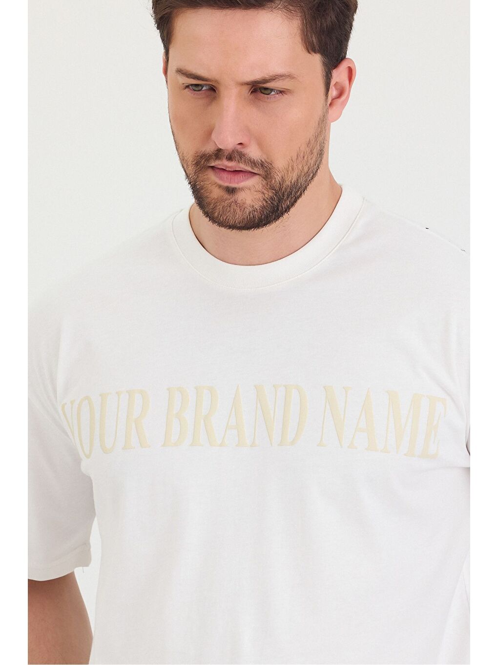 Beyaz Bisiklet Yaka Oversize Ön ve Arka Dolar Baskılı Salaş Unisex Tişört-6