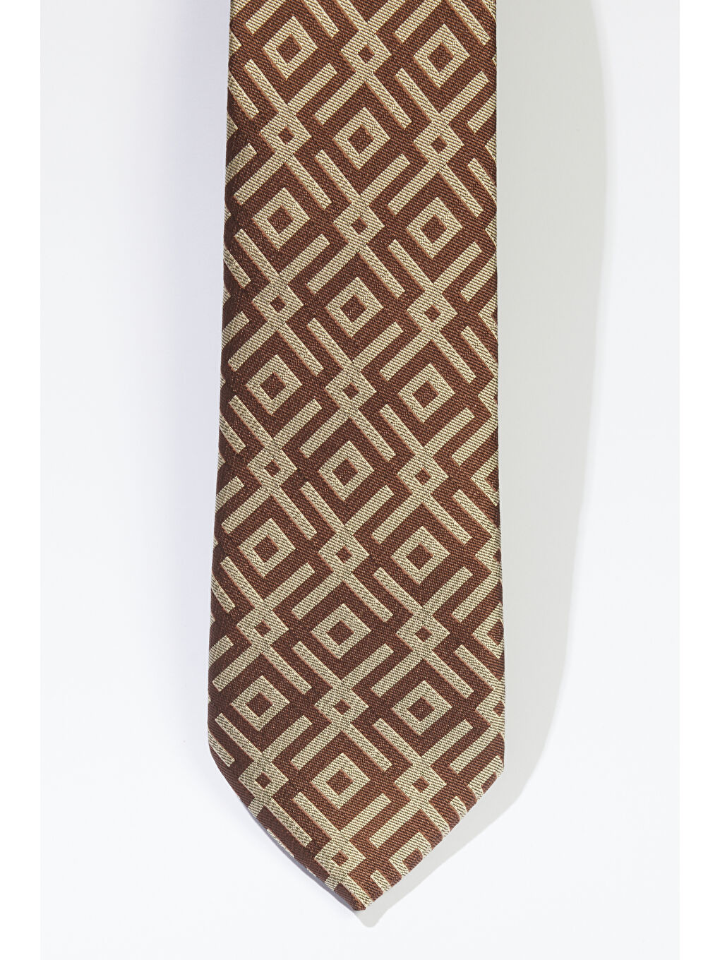 Erkek Bej-Kahve Desenli Kravat-1